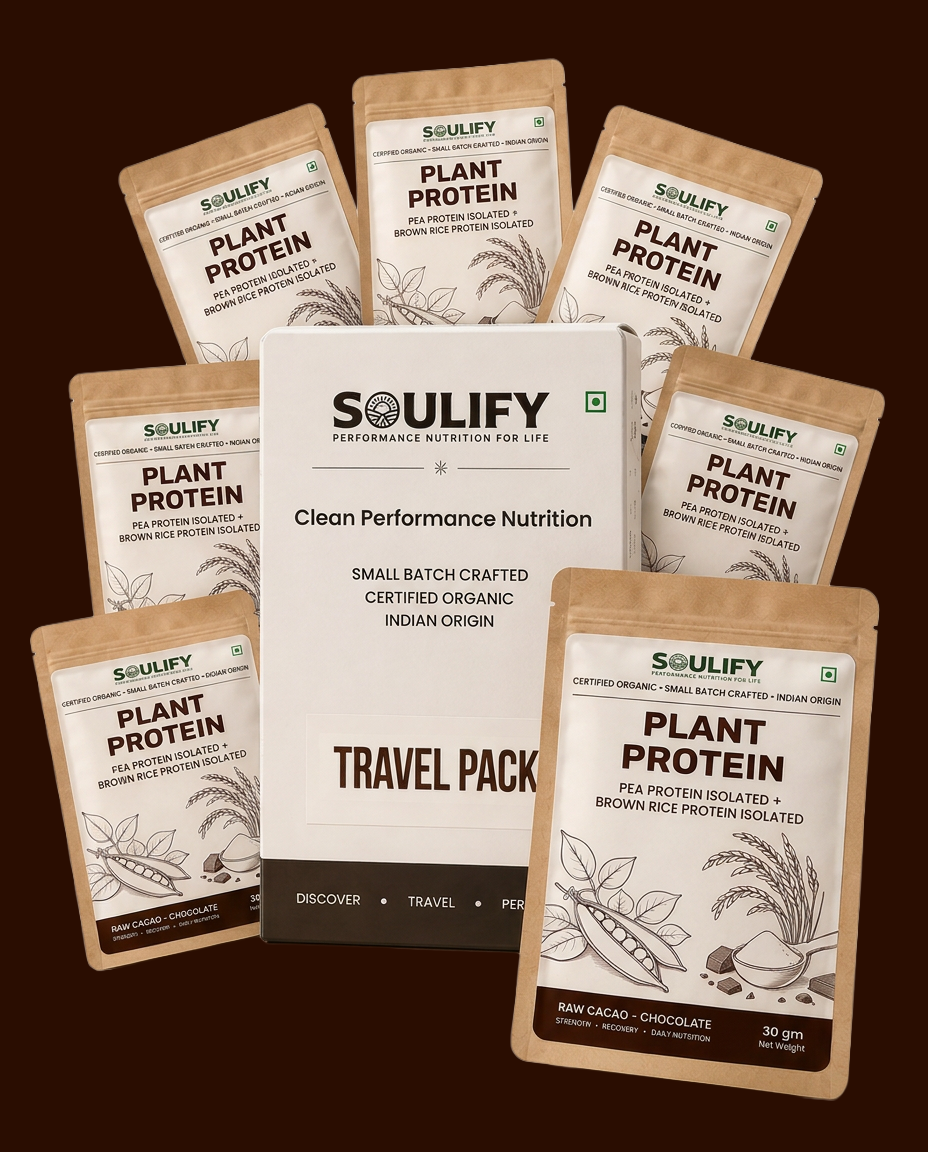 Soulify Plant Protein – Raw Cacao Chocolate | Organic Pea Protein Isolate + Brown Rice Protein Isolate | 27g Protein |