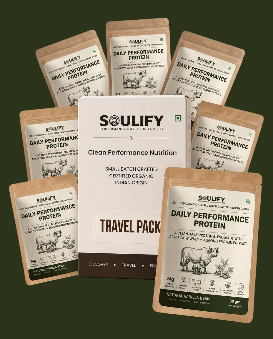 Soulify Daily Performance Protein – Natural Vanilla Bean | Organic A2 Gir Cow Whey + Almond Protein | 24g Protein |