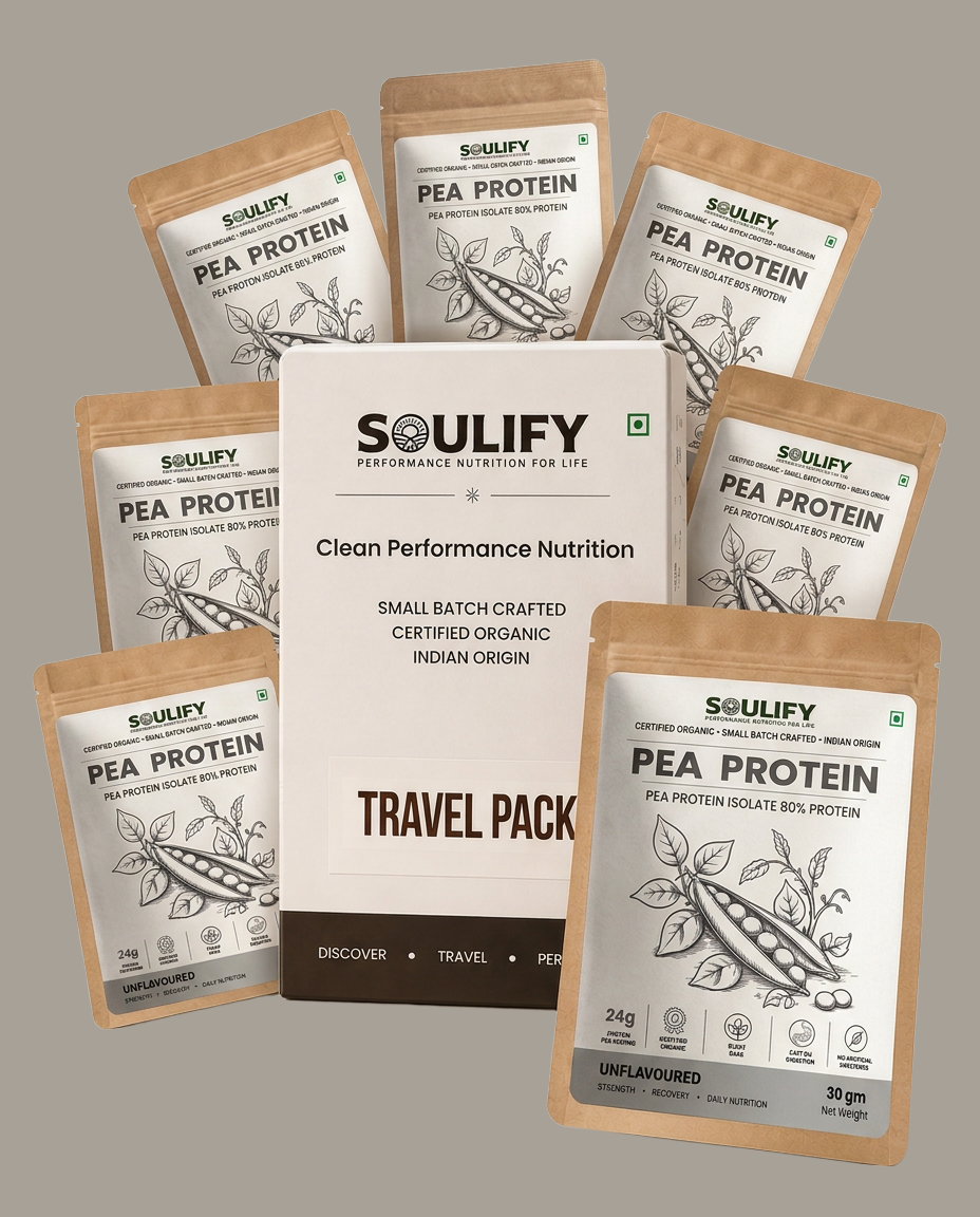 Soulify Pea Protein – Unflavoured | Certified Organic Pea Protein Isolate (80% Protein) | 24g Protein |