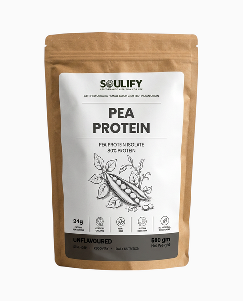 Soulify Pea Protein – Unflavoured | Certified Organic Pea Protein Isolate (80% Protein) | 24g Protein |