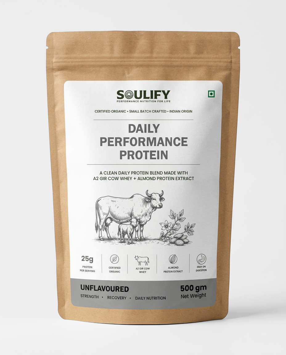 Soulify Daily Performance Protein – Unflavoured | Certified Organic A2 Gir Cow Whey Isolate | 28g Protein |