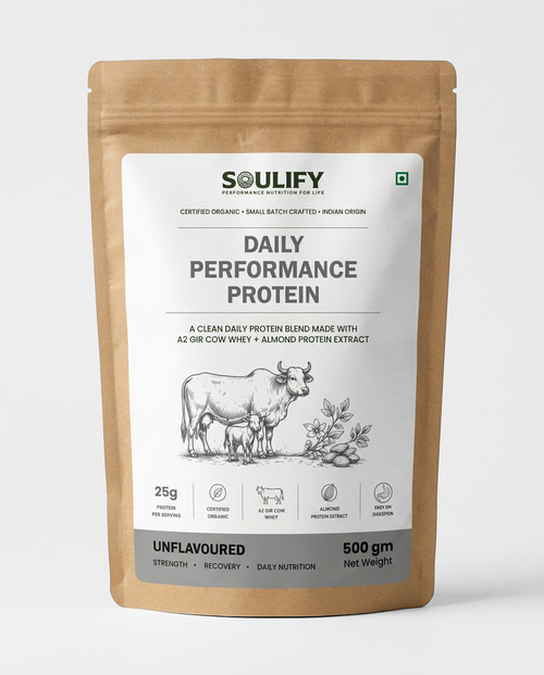 Soulify Daily Performance Protein – Unflavoured | Certified Organic A2 Gir Cow Whey Isolate | 28g Protein |