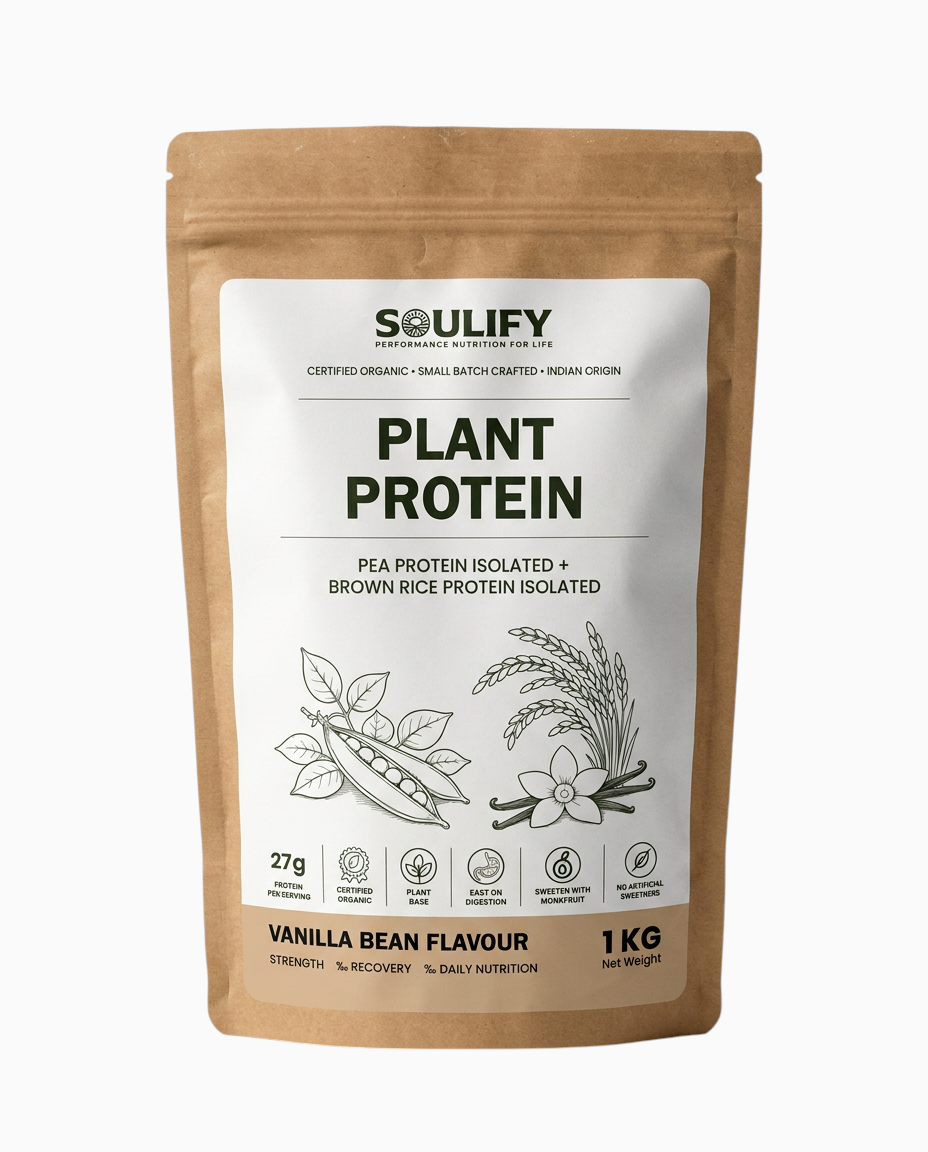 Soulify Plant Protein – Vanilla Bean Flavour | Organic Pea Protein Isolate + Brown Rice Protein Isolate | 27g Protein |