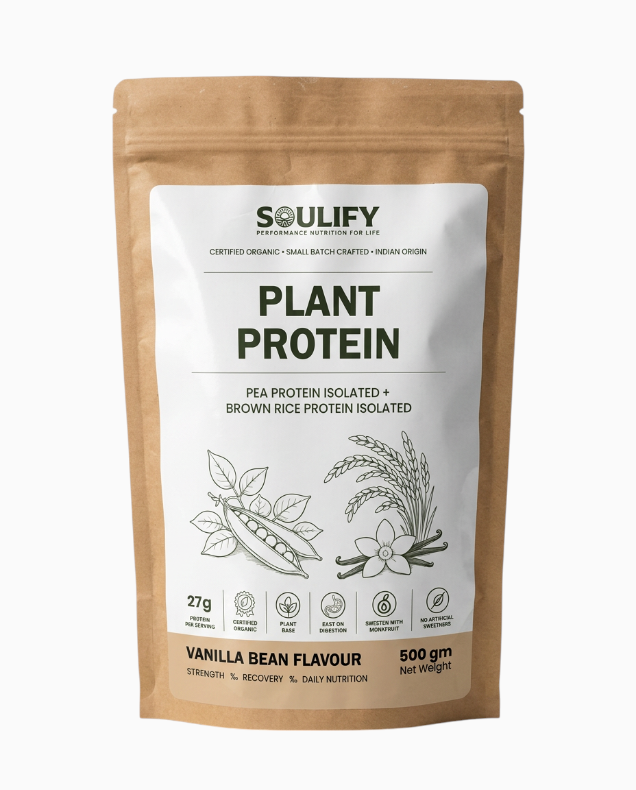 Soulify Plant Protein – Vanilla Bean Flavour | Organic Pea Protein Isolate + Brown Rice Protein Isolate | 27g Protein |